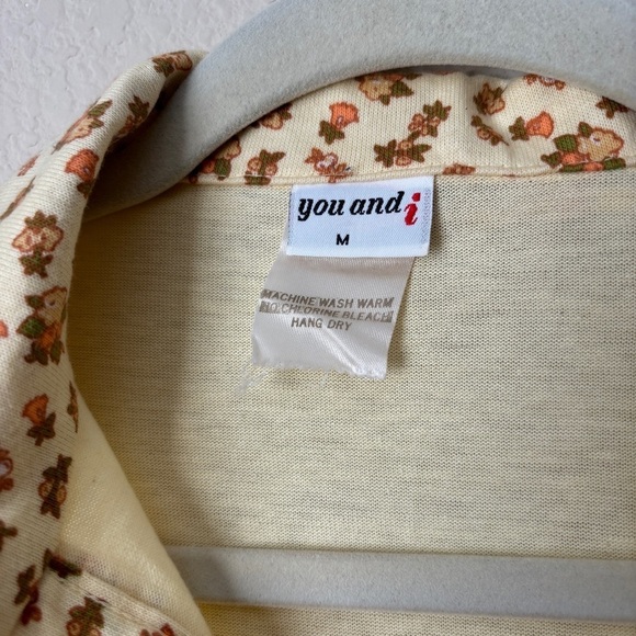 Vintage 70's Retro Ditsy Floral Printed Wide Collar Polo Shirt - Picture 5 of 11